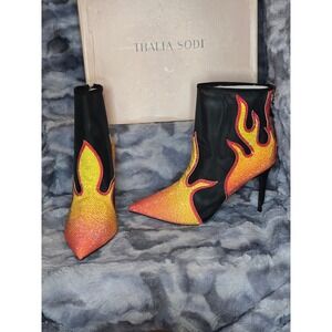 NWB Thalia Sodi Women Rayenn Red Hot Flame Stiletto Boots Rhinestone Size 12